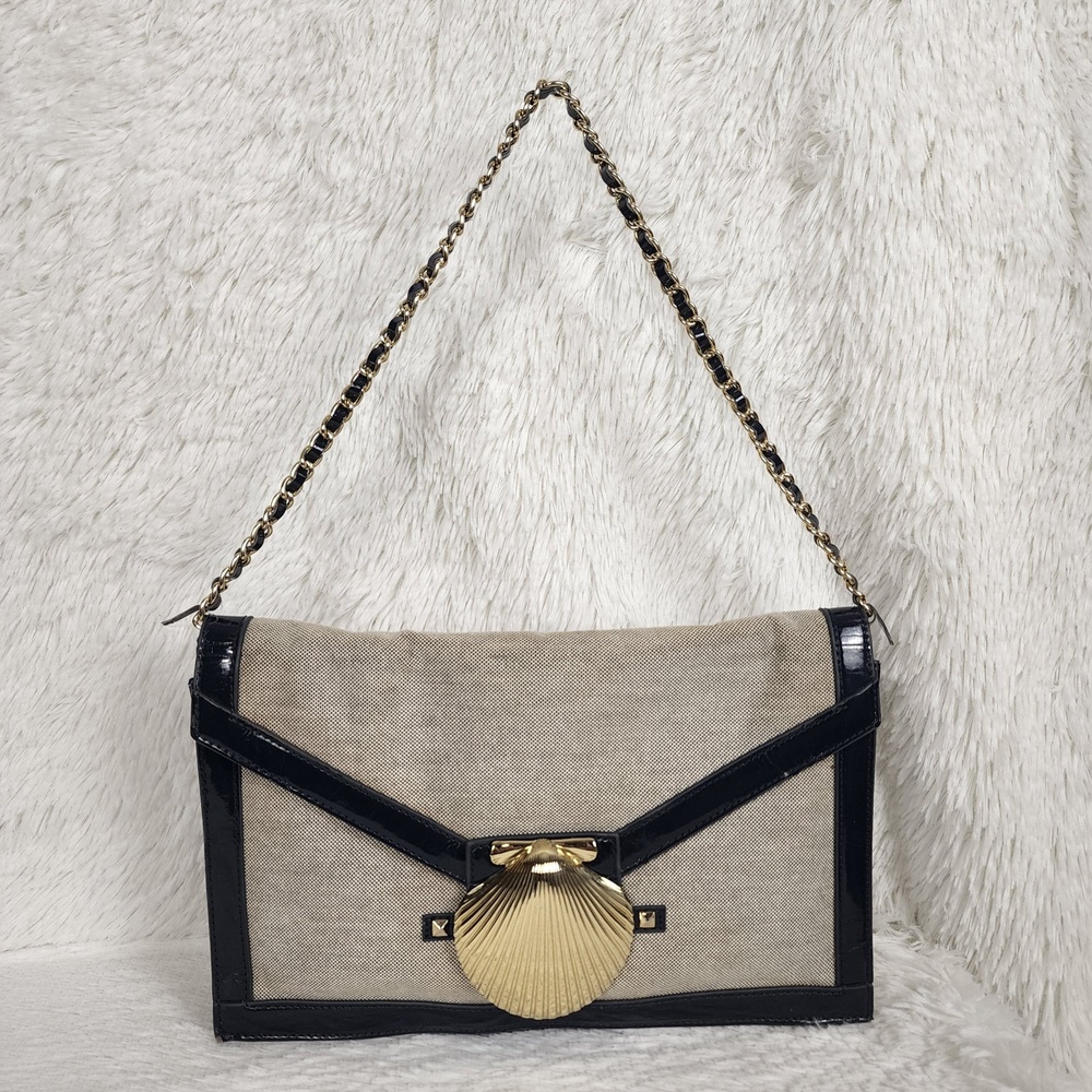 Felix Rey Target Nautical Sea Shell Shoulder Bag Clutch Chain Navy Blue